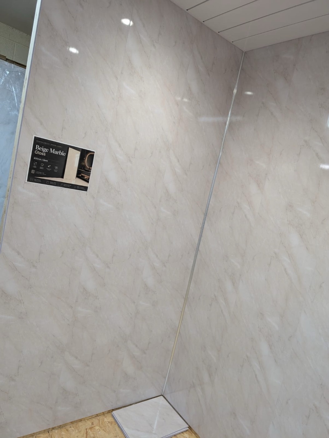 Beige marble gloss wall panels